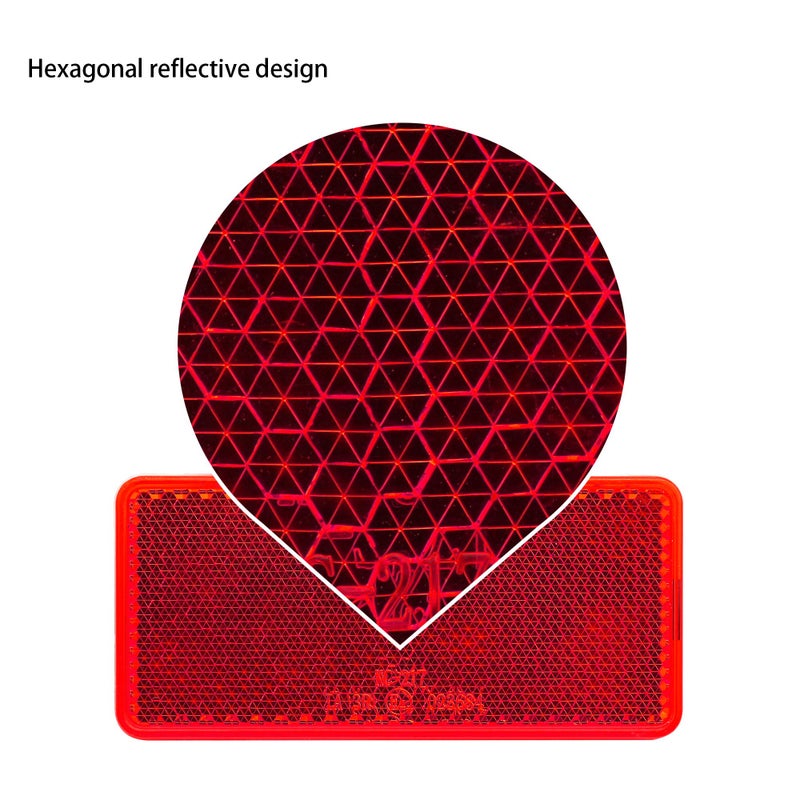 MFC PRO 2Pcs Plastic Rectangular Stick-on Reflector Sticker (Red, 3.70 x 1.73 in) - Image 4